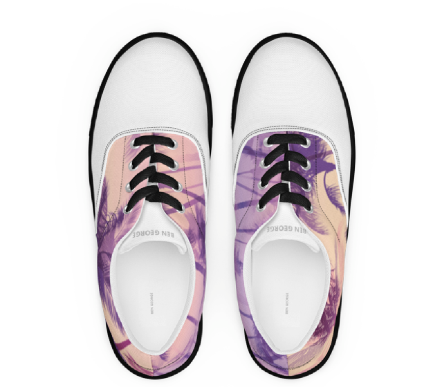 Women’s lace-up canvas shoes - Purple Palm