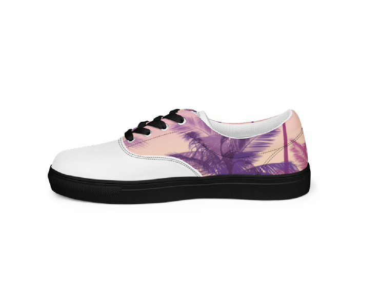 Women’s lace-up canvas shoes - Purple Palm