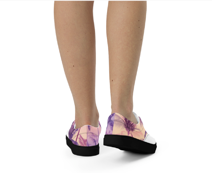 Women’s lace-up canvas shoes - Purple Palm