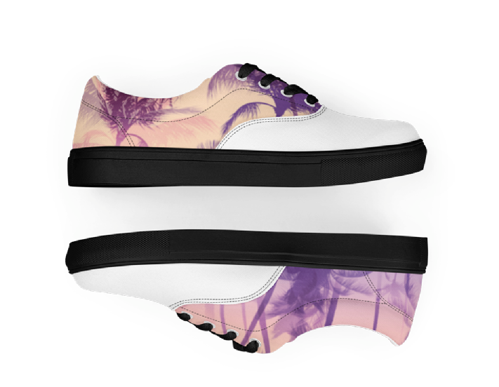 Women’s lace-up canvas shoes - Purple Palm
