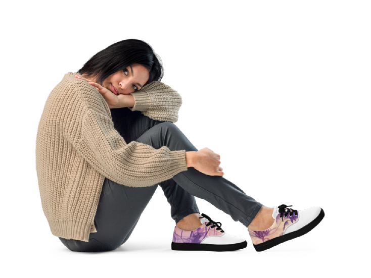 Women’s lace-up canvas shoes - Purple Palm