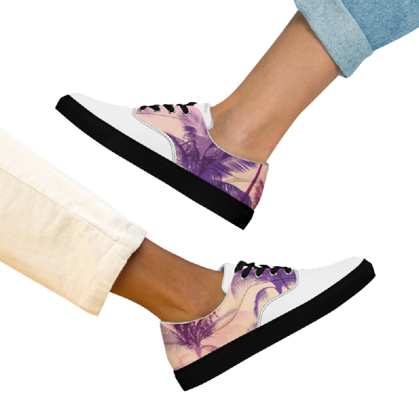 Women’s lace-up canvas shoes - Purple Palm