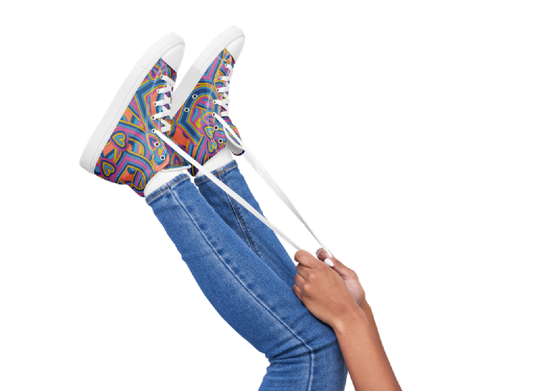 Women’s high top canvas shoes - Psychedelic Love