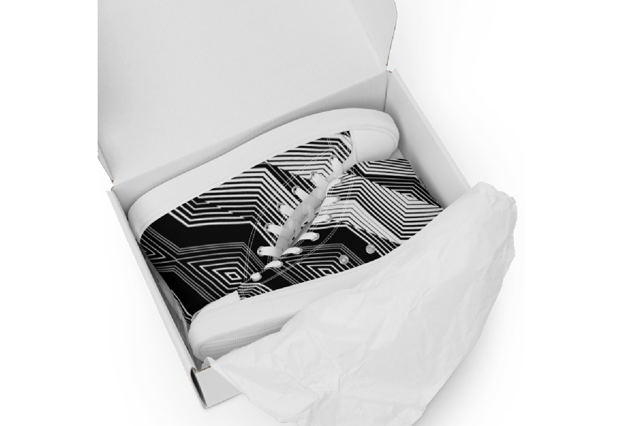 Men’s high top canvas shoes - Black Psychedelic