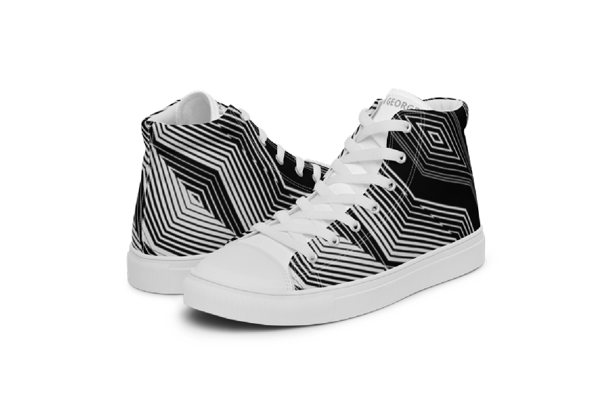 Men’s high top canvas shoes - Black Psychedelic